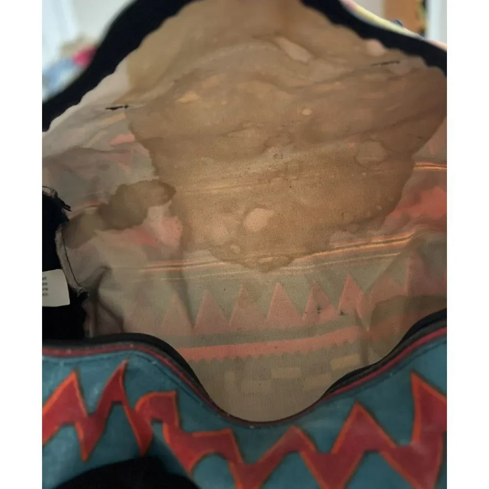 Vintage Fabriko Geometric Aztec Design Canvas  Duffle Bag 16